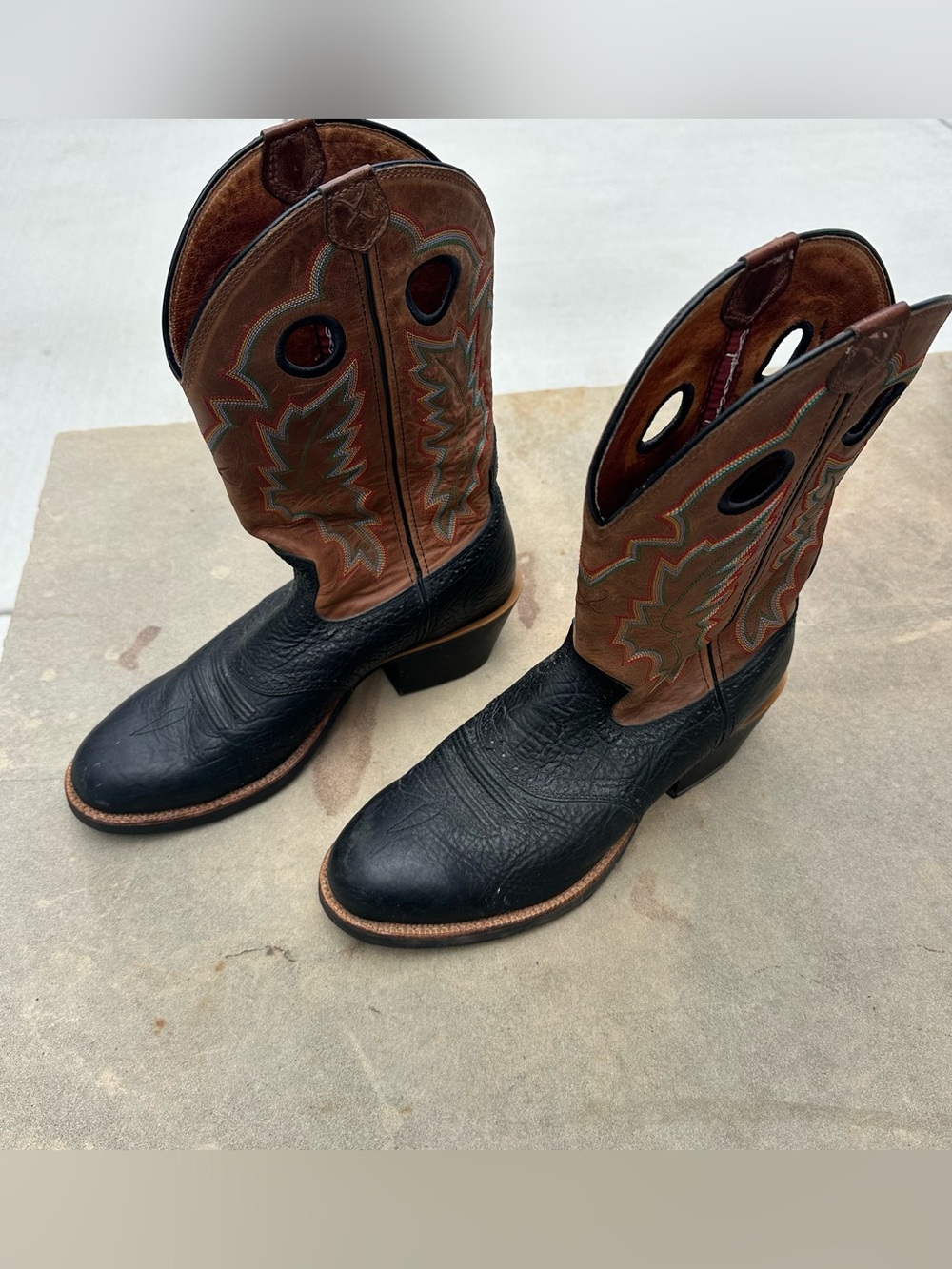Twisted X Cowboy Boots Mens 11 Black Brown Western Leather Pull On Stitch MRS003